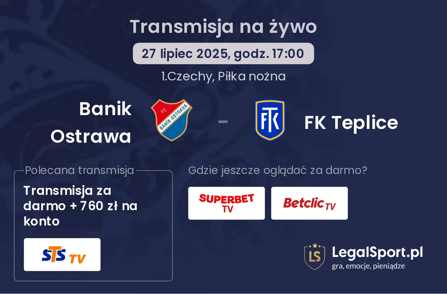 Banik Ostrawa - FK Teplice gdzie oglądać?