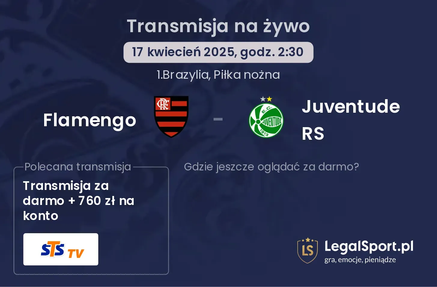 Flamengo - Juventude RS gdzie oglądać?
