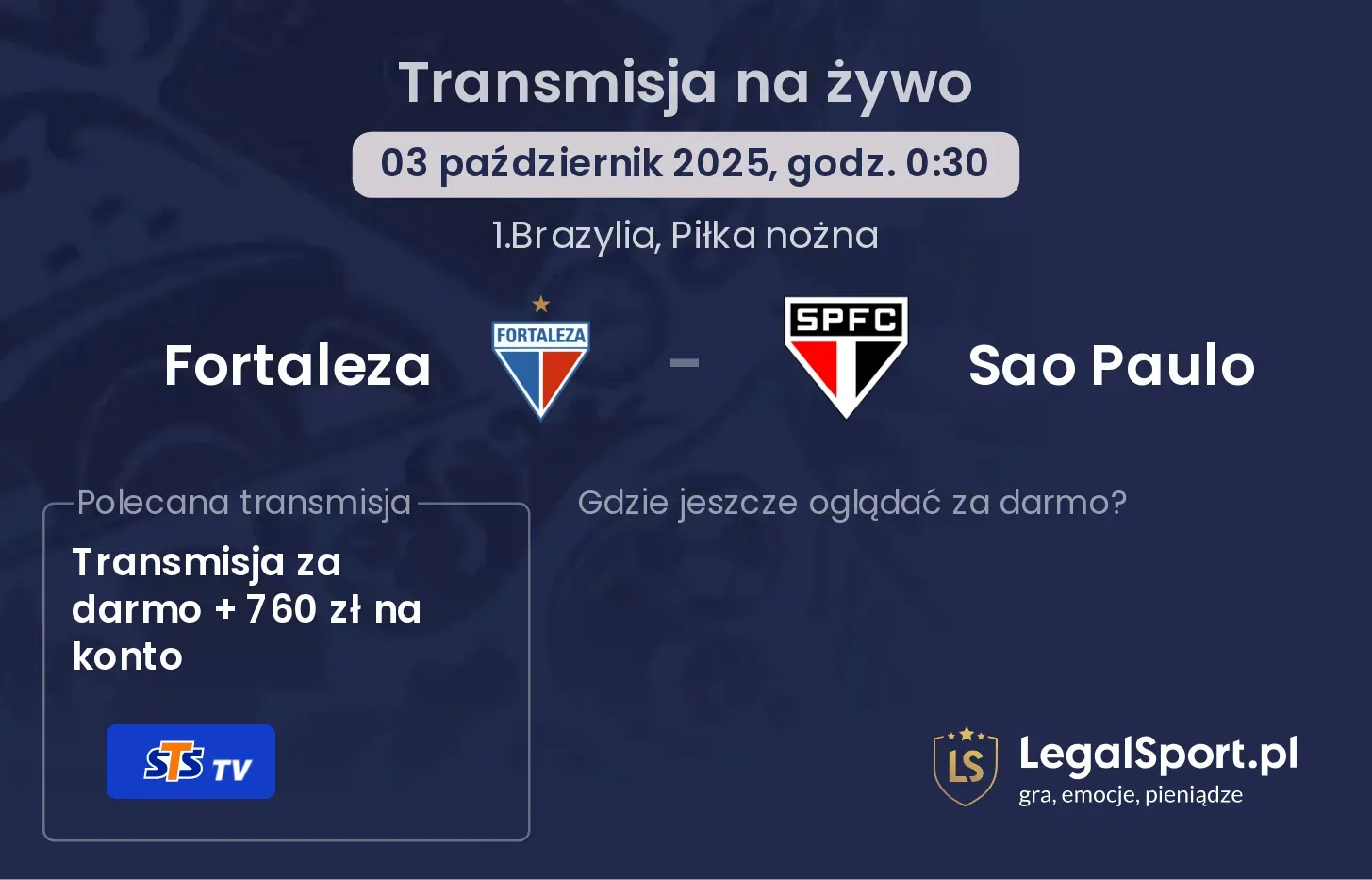 Fortaleza - Sao Paulo transmisja na żywo