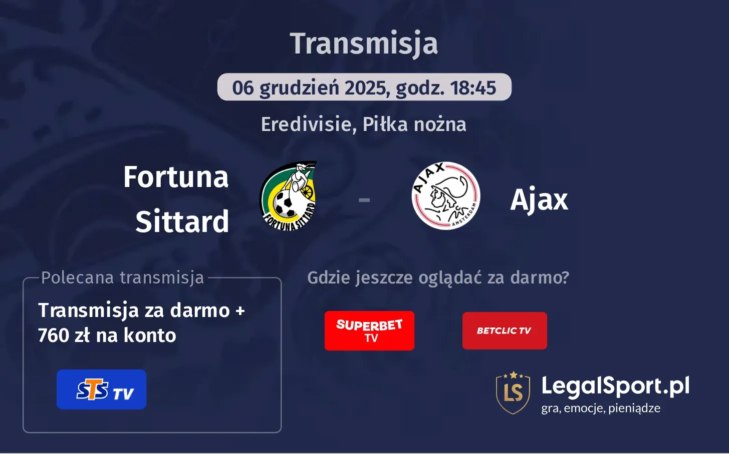 Fortuna Sittard - Ajax Transmisje