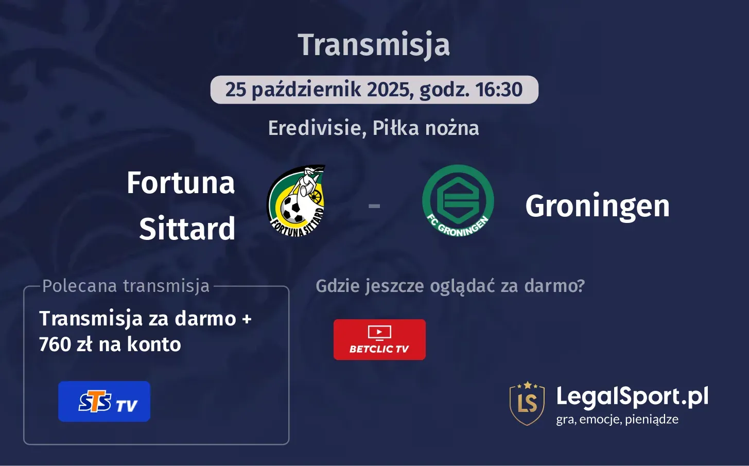 Fortuna Sittard - Groningen Transmisje