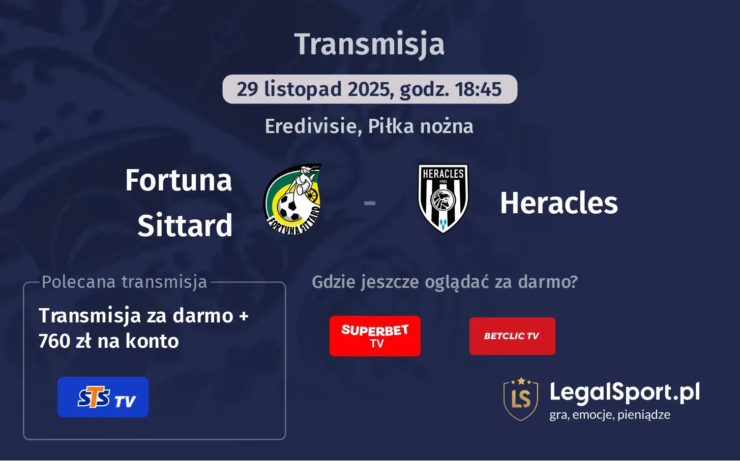 Fortuna Sittard - Heracles Transmisje