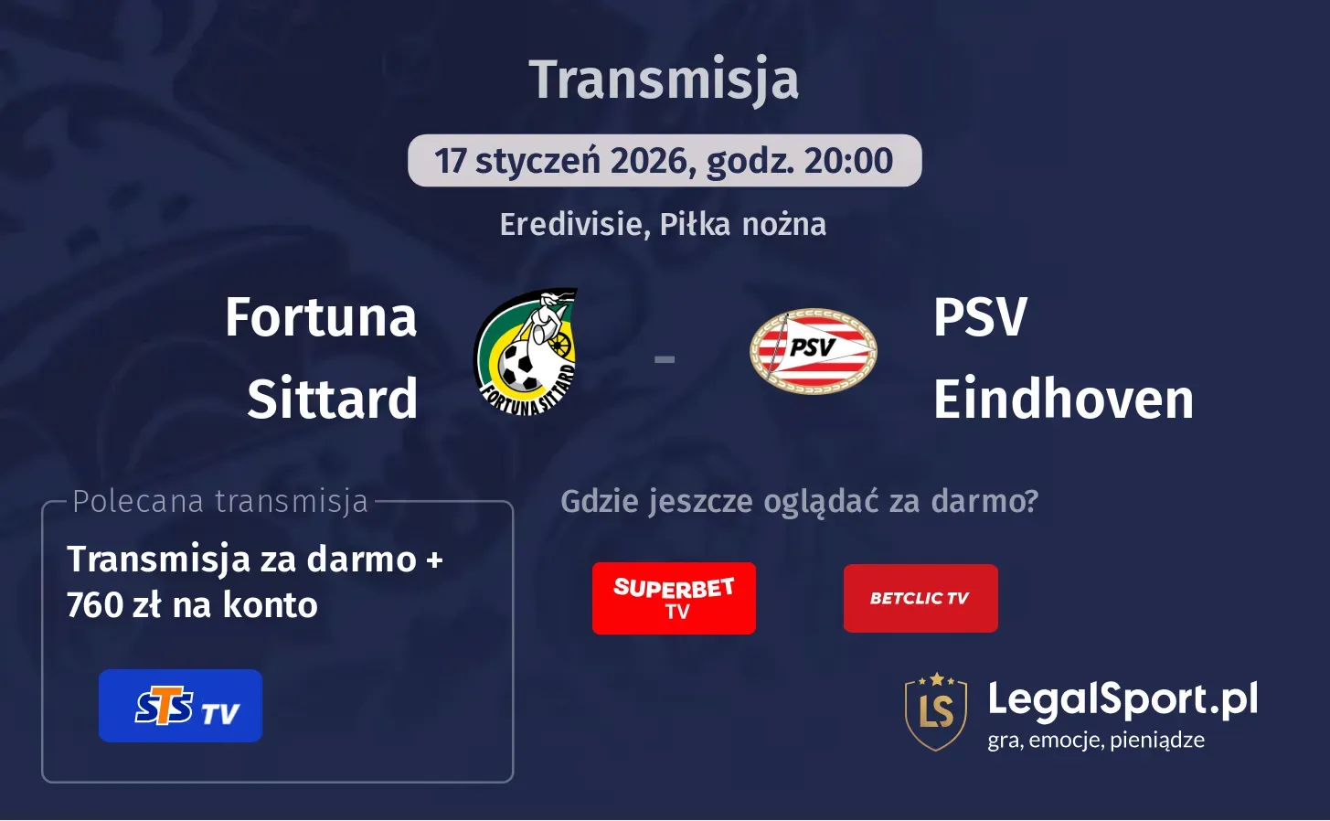 Fortuna Sittard - PSV Eindhoven Transmisje