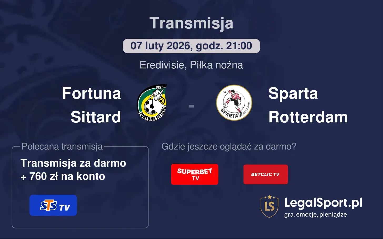 Fortuna Sittard - Sparta Rotterdam Transmisje