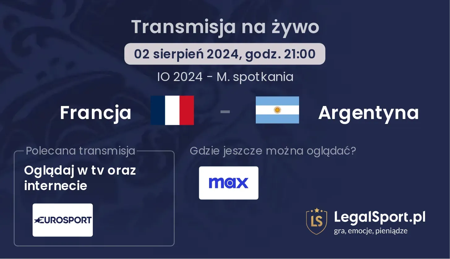 Francja - Argentyna gdzie oglądać? (02.08, godz. 21:00)