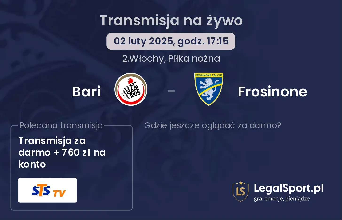 Bari - Frosinone gdzie oglądać?