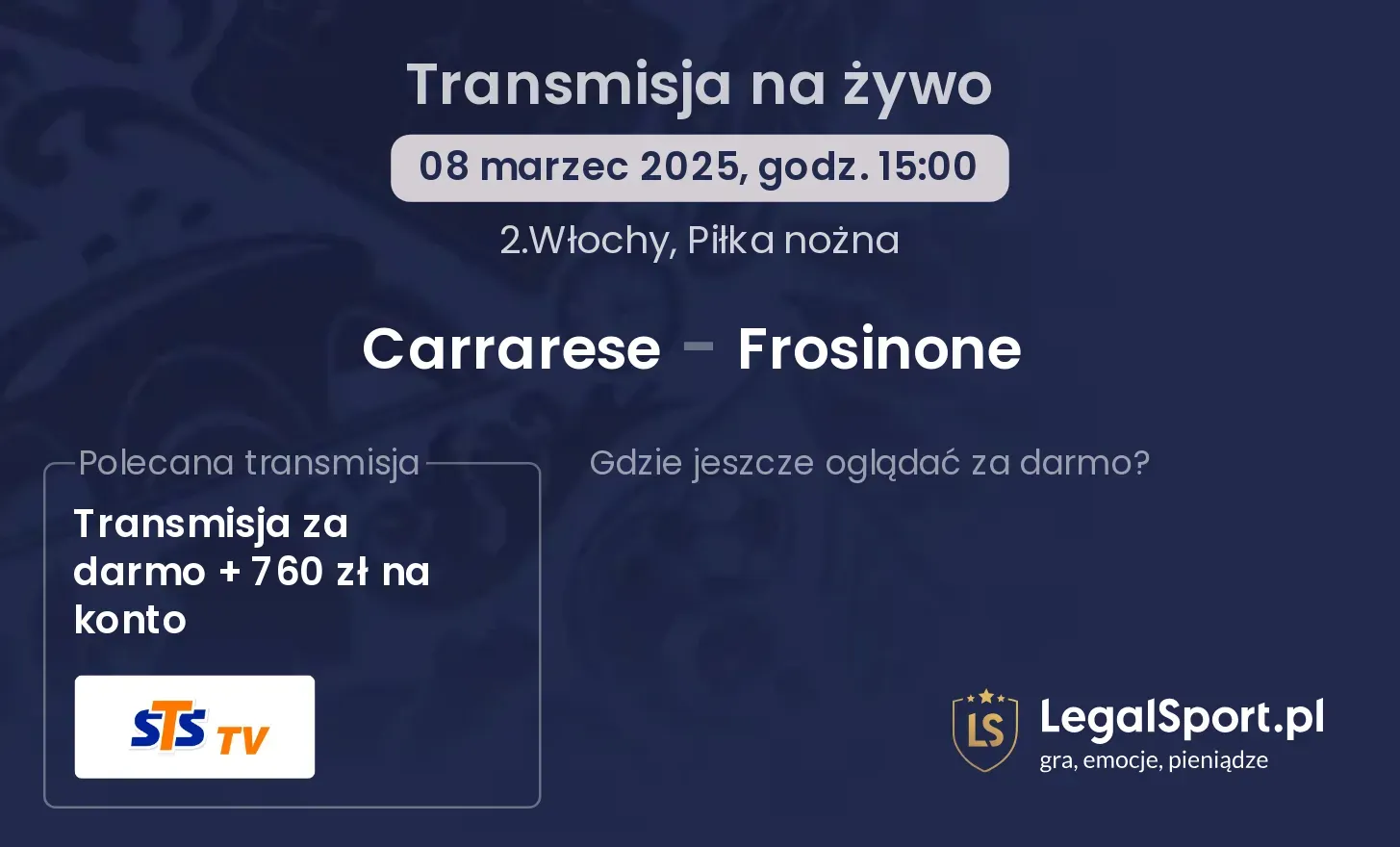 Carrarese - Frosinone gdzie oglądać?