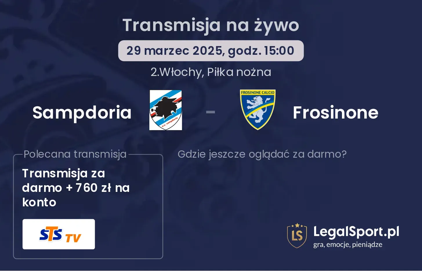 Sampdoria - Frosinone gdzie oglądać transmisję?