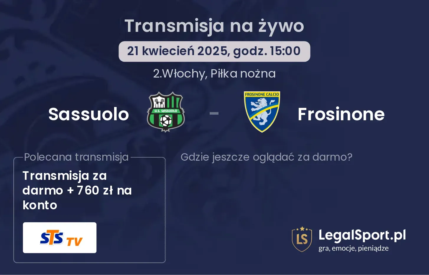Sassuolo - Frosinone gdzie oglądać?