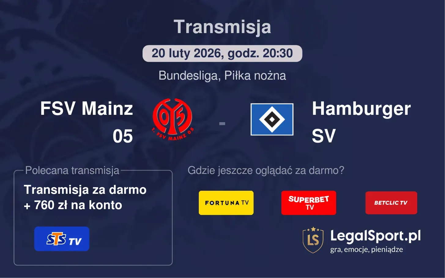 FSV Mainz 05 - Hamburger SV Transmisje