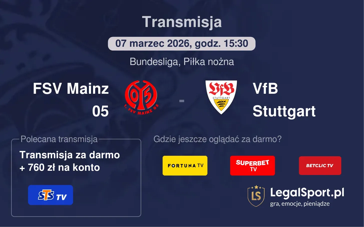 FSV Mainz 05 - VfB Stuttgart Transmisje