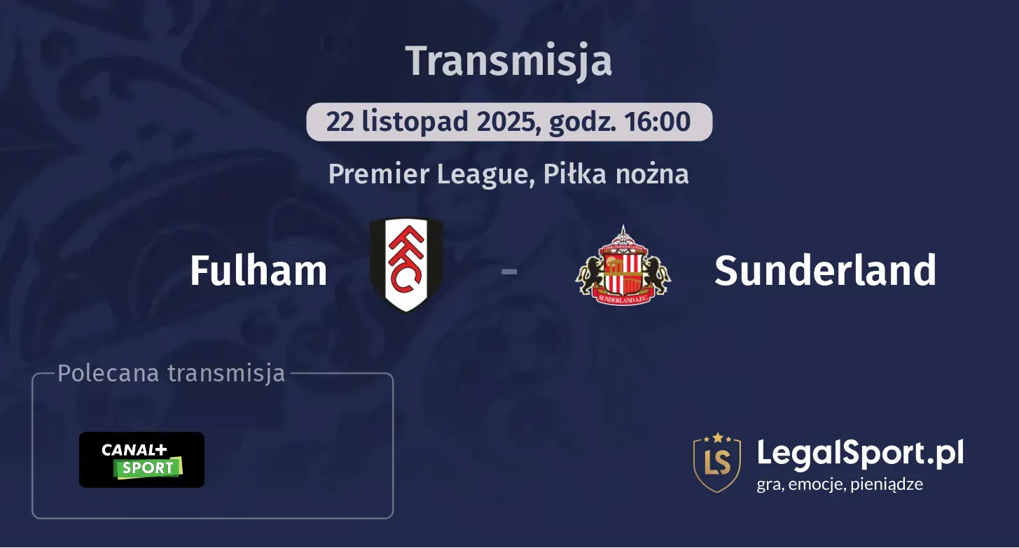 Fulham - Sunderland Transmisje