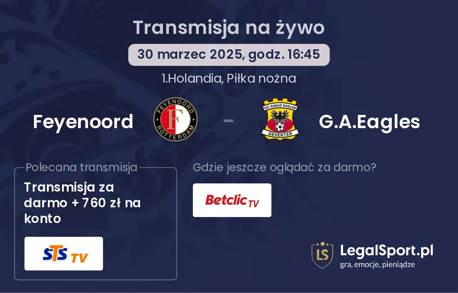 Feyenoord - G.A.Eagles gdzie oglądać?