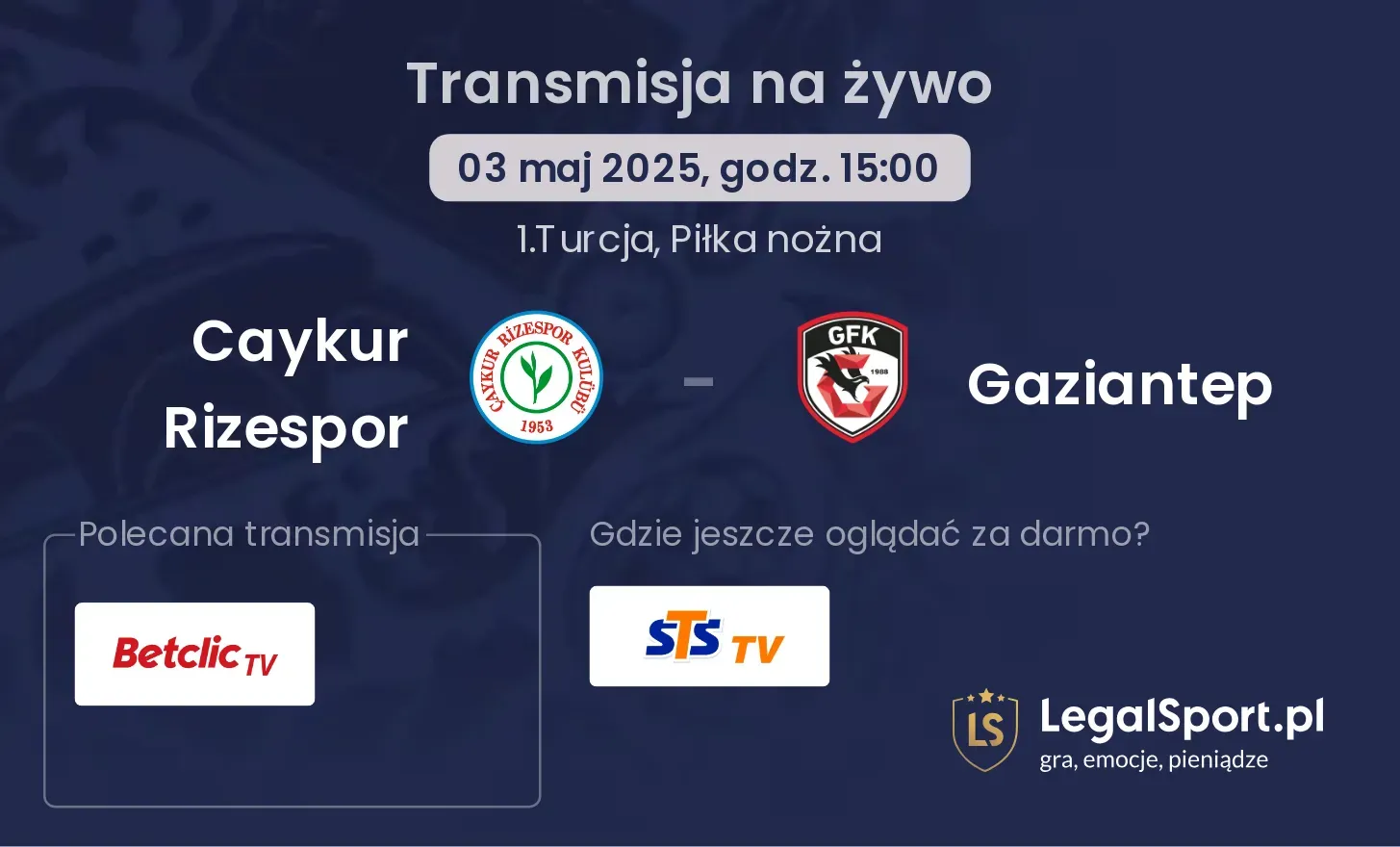 Caykur Rizespor - Gaziantep gdzie oglądać?