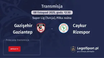 Gazişehir Gaziantep - Caykur Rizespor gdzie oglądać? (08.11)