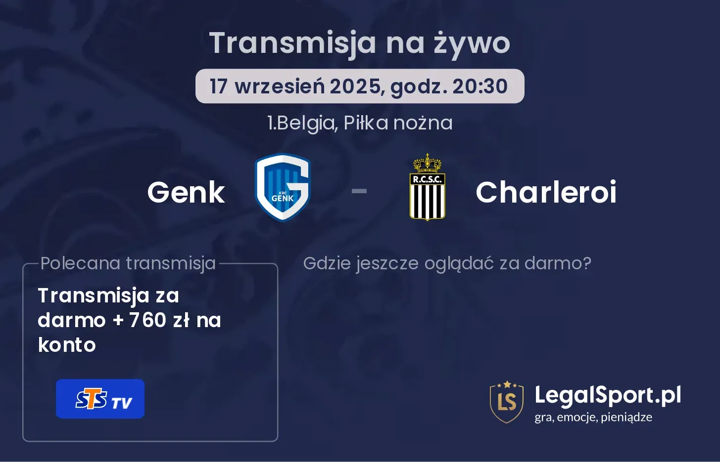 Genk - Charleroi transmisja na żywo