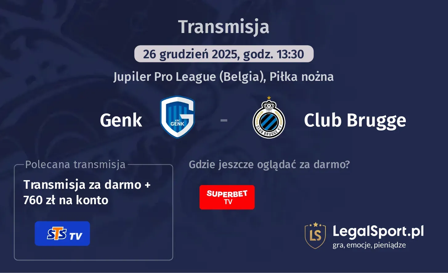 Genk - Club Brugge Transmisje