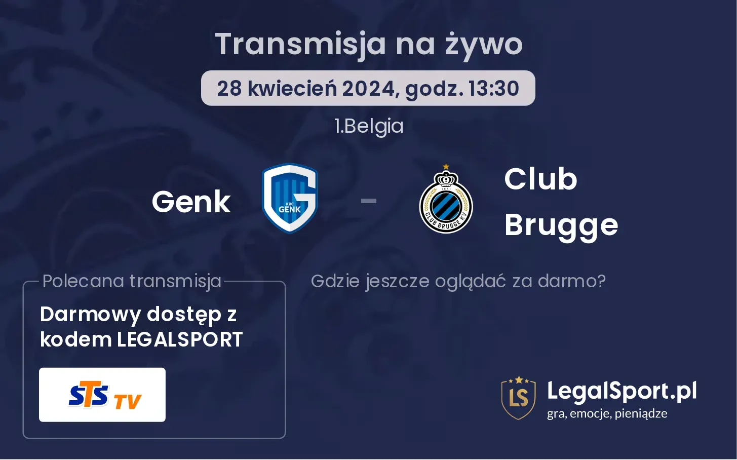 Genk - Club Brugge transmisja na żywo