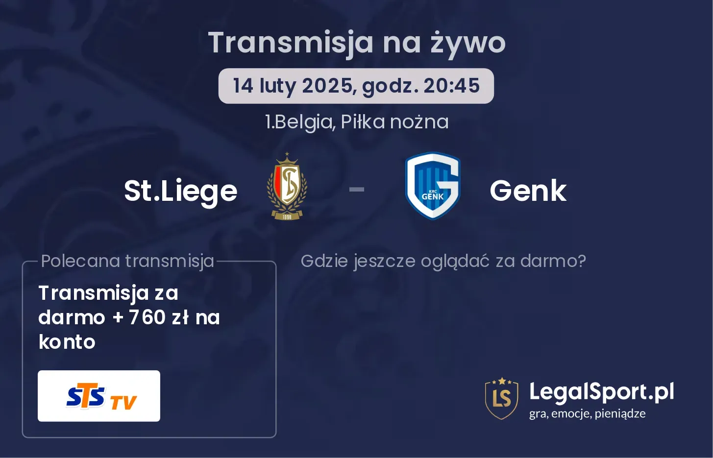 St.Liege - Genk gdzie oglądać?