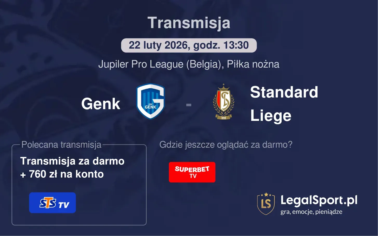 Genk - Standard Liege Transmisje