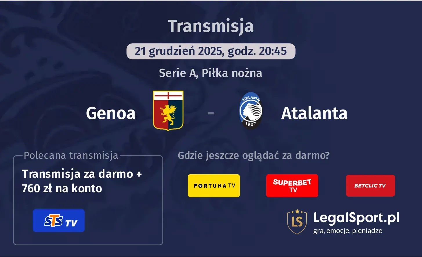 Genoa - Atalanta Transmisje
