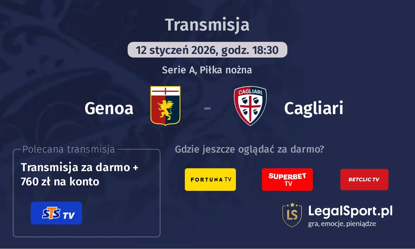 Genoa - Cagliari Transmisje