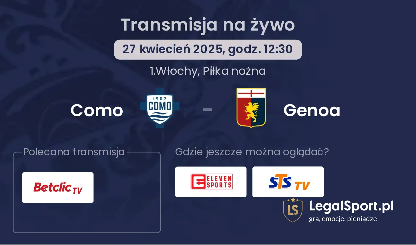 Como - Genoa gdzie oglądać?