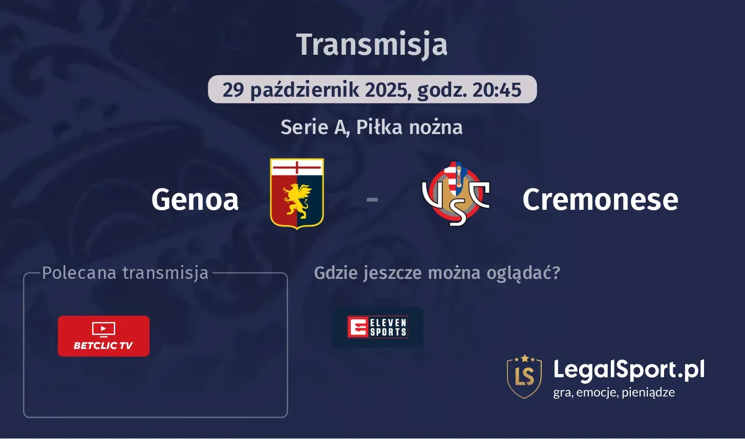 Genoa - Cremonese Transmisje
