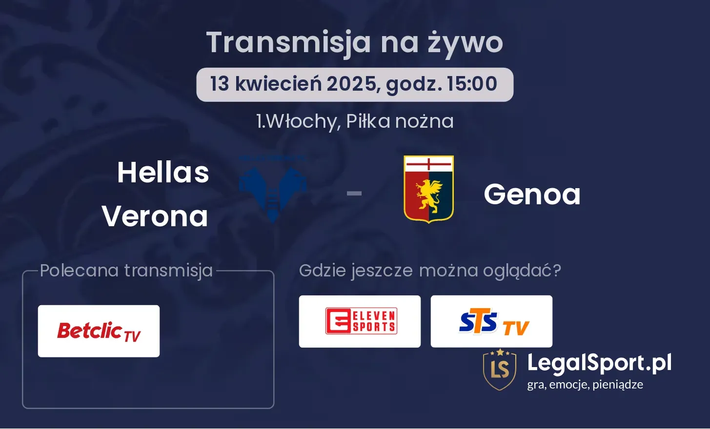 Hellas Verona - Genoa gdzie oglądać?