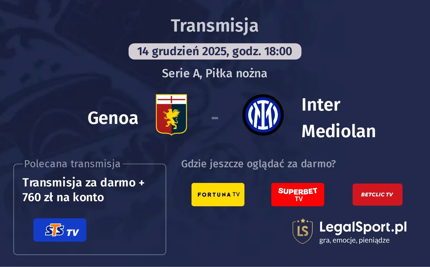 Genoa - Inter Mediolan Transmisje