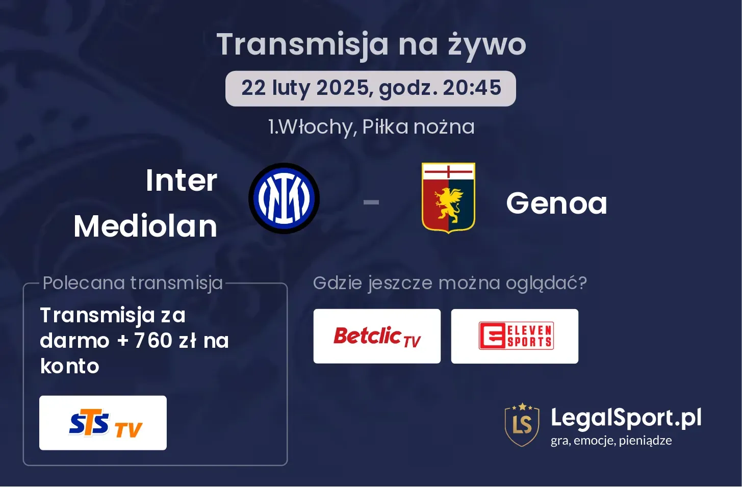 Inter Mediolan - Genoa gdzie oglądać?