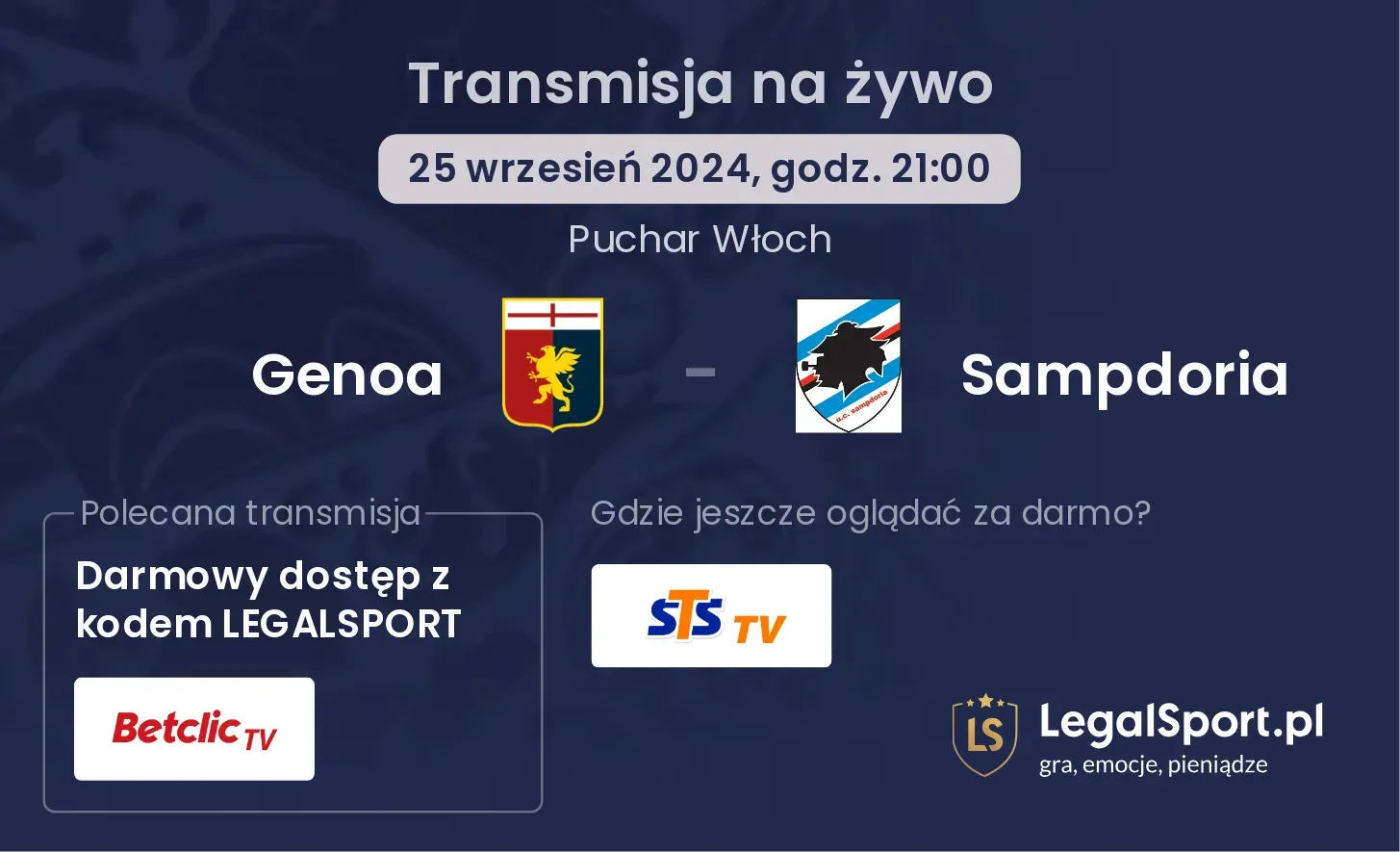 Genoa - Sampdoria gdzie oglądać? 25.09, godz. 21:00