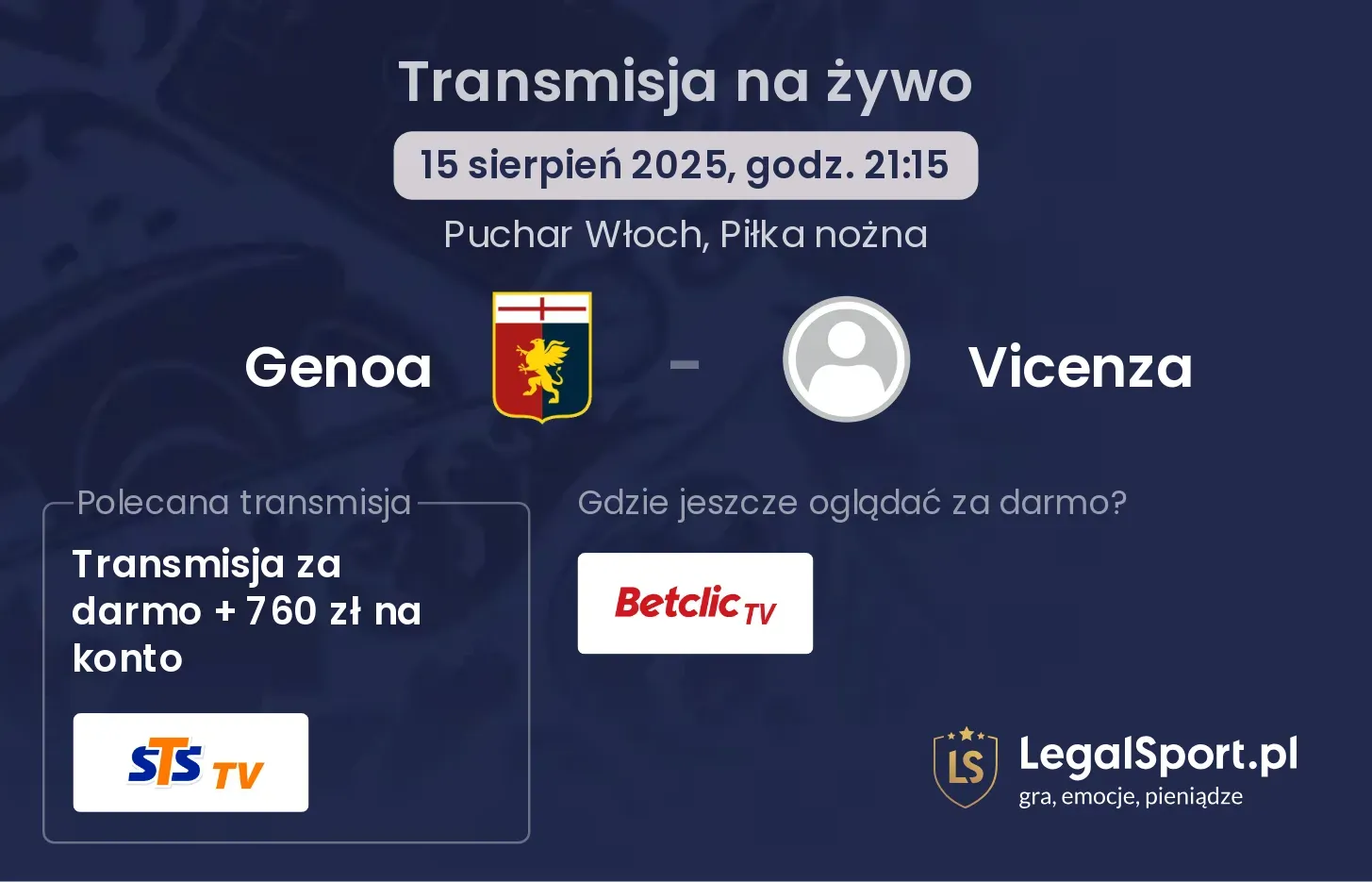 Genoa - Vicenza transmisja na żywo