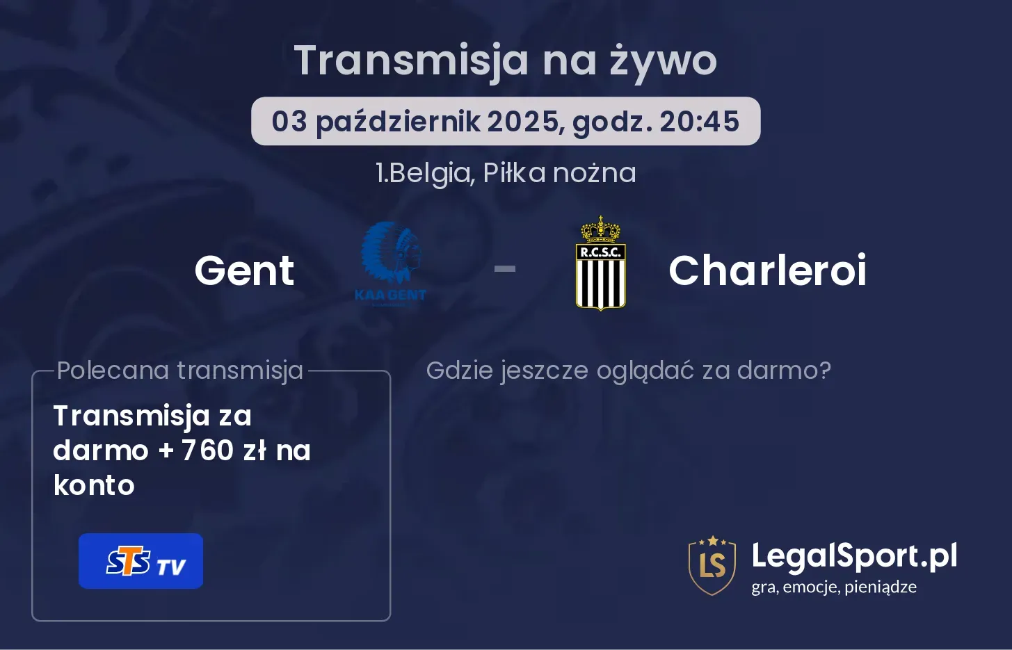 Gent - Charleroi transmisja na żywo