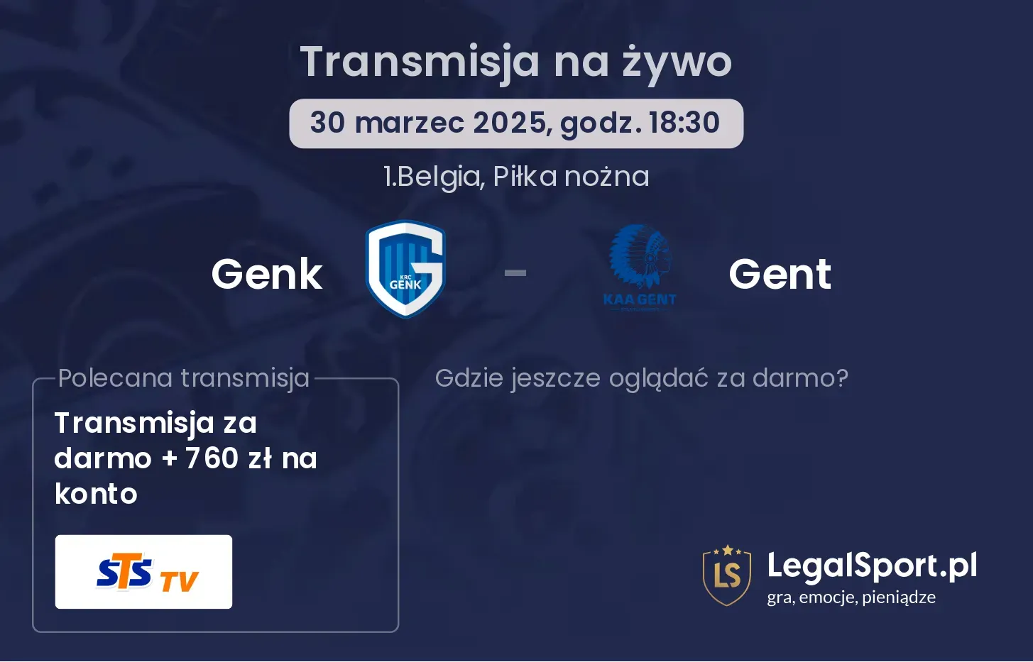 Genk - Gent gdzie oglądać?