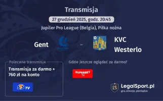 Gent - KVC Westerlo gdzie oglądać? (27.12)