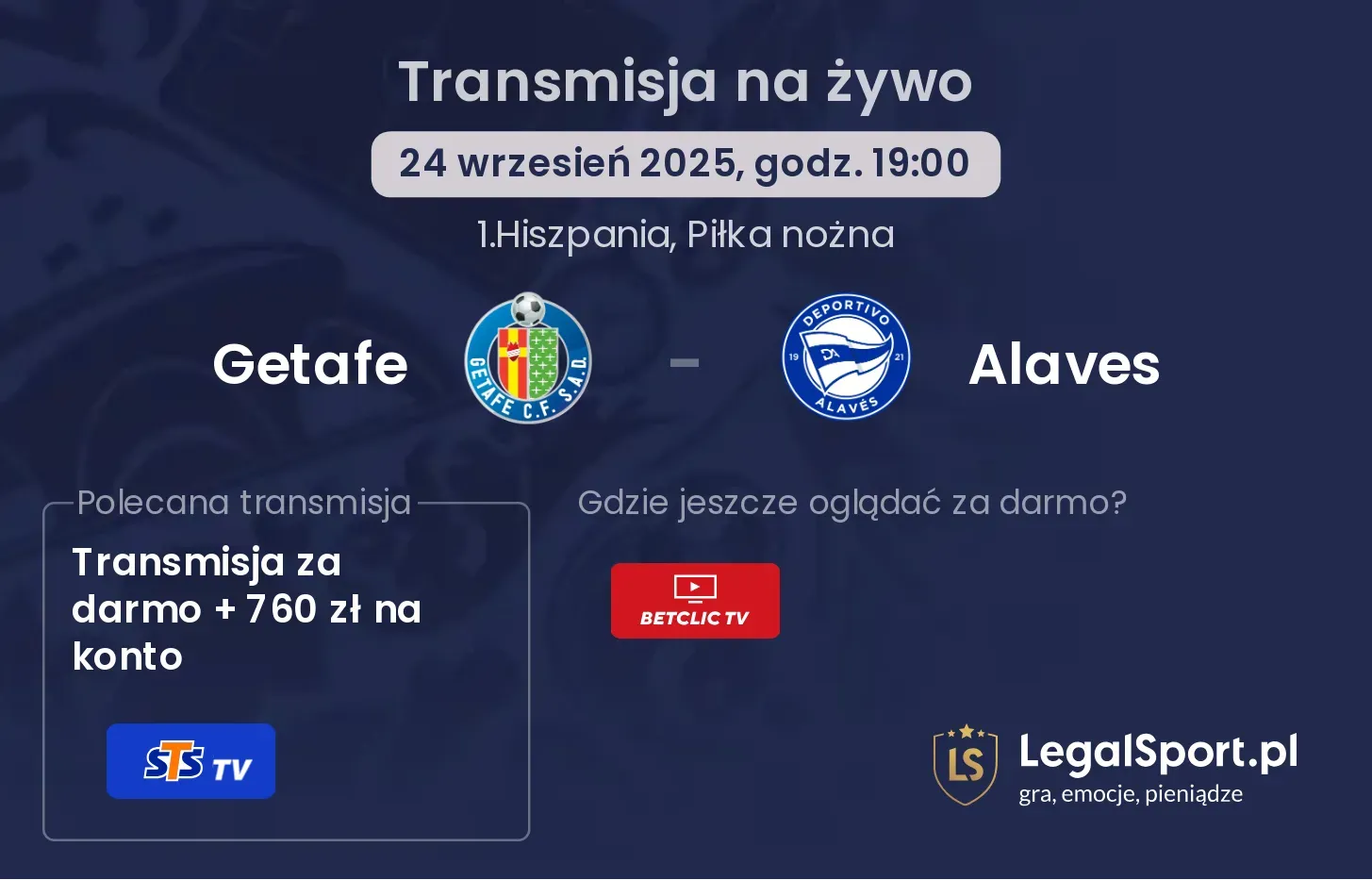 Getafe - Alaves transmisja na żywo
