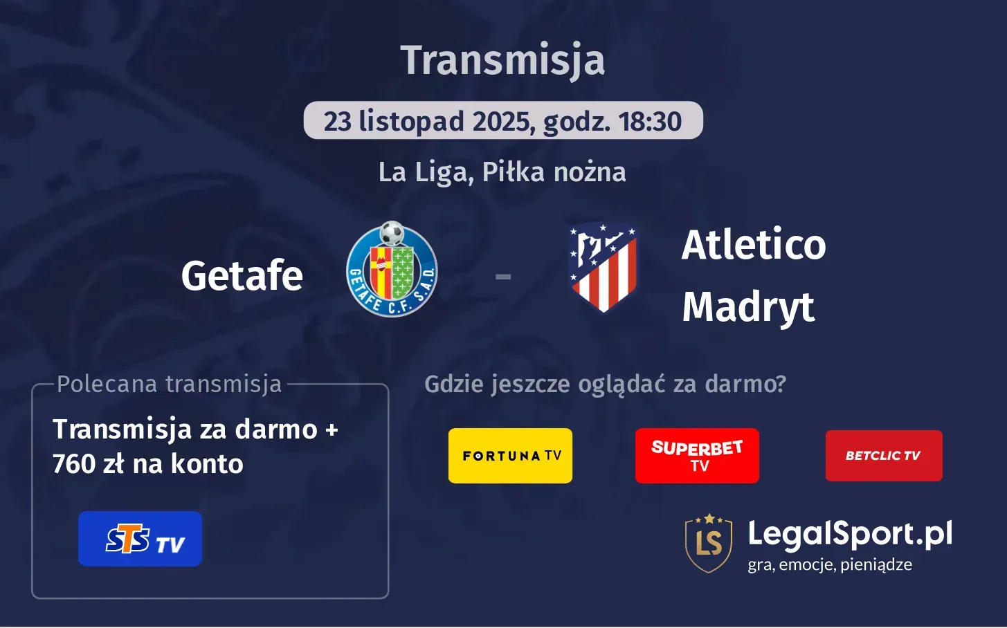 Getafe - Atletico Madryt Transmisje