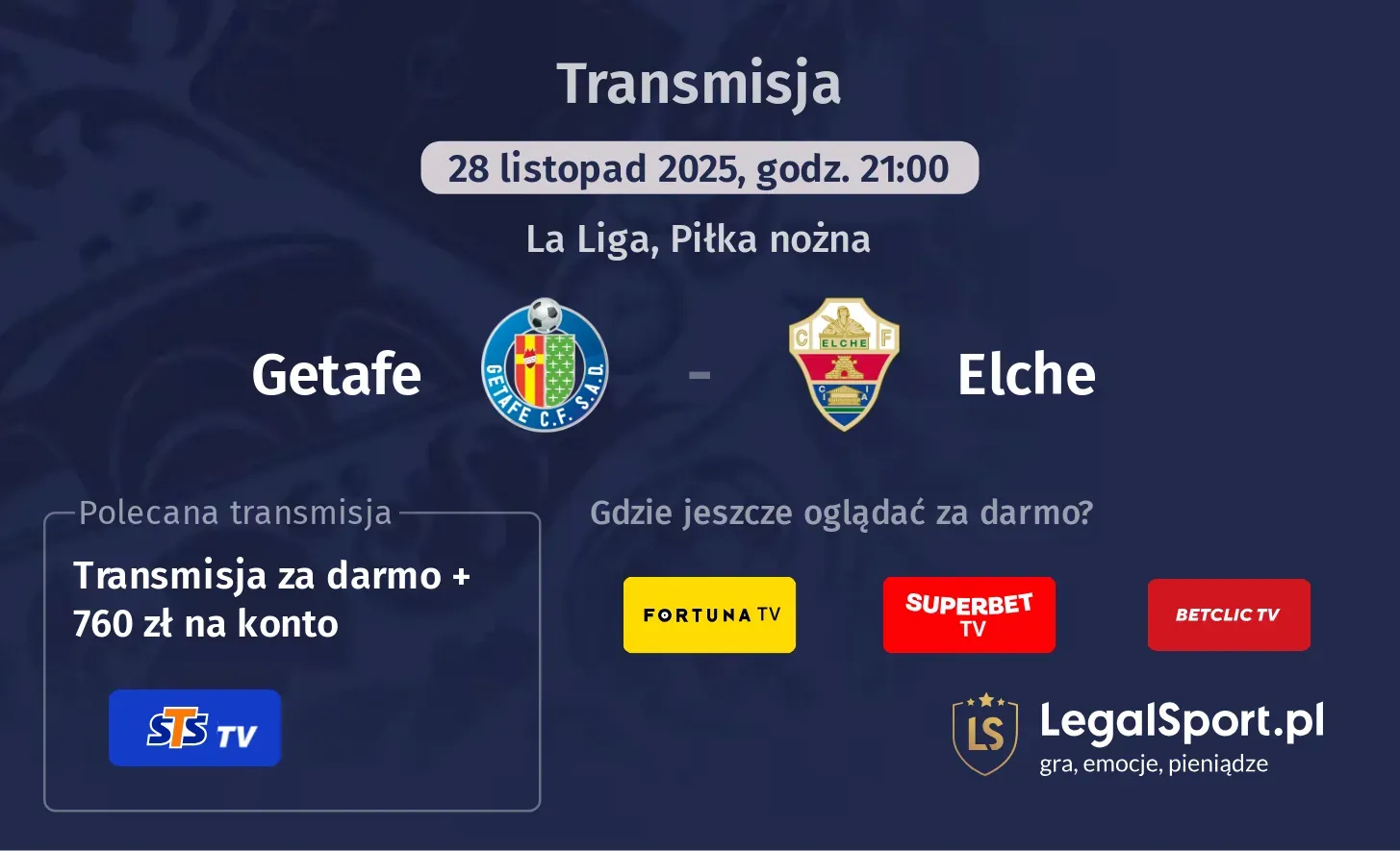 Getafe - Elche Transmisje