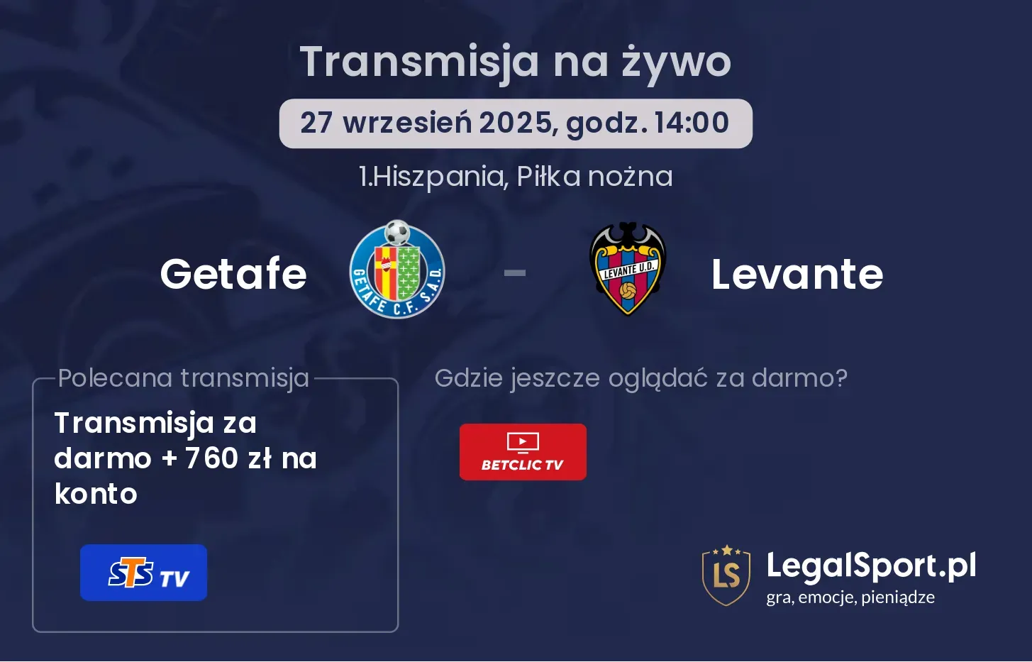 Getafe - Levante transmisja na żywo