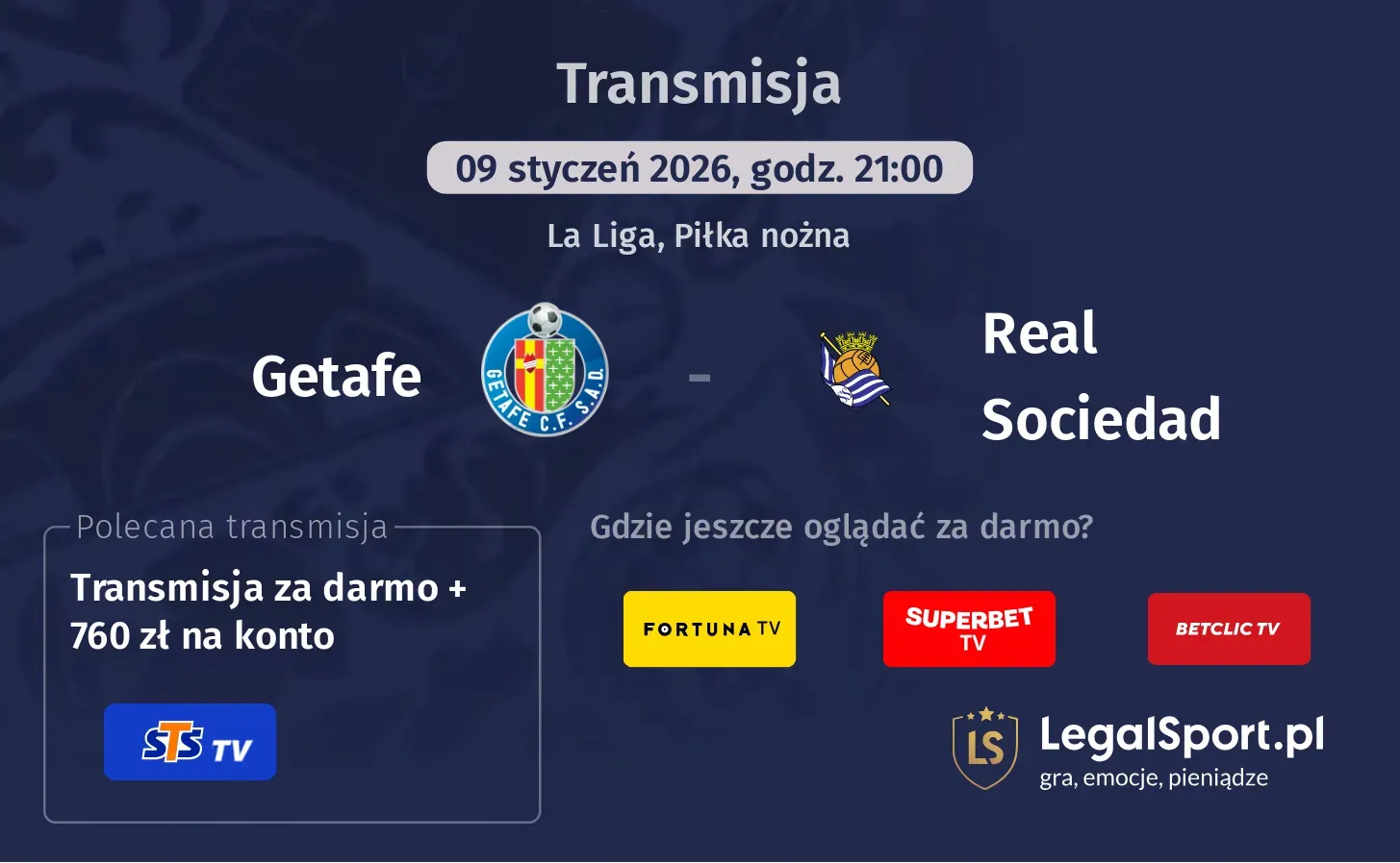 Getafe - Real Sociedad Transmisje