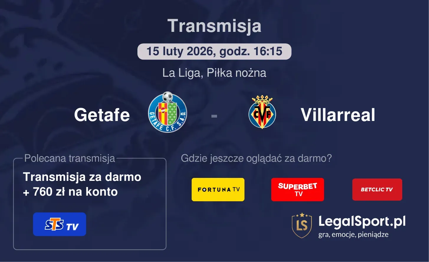 Getafe - Villarreal Transmisje