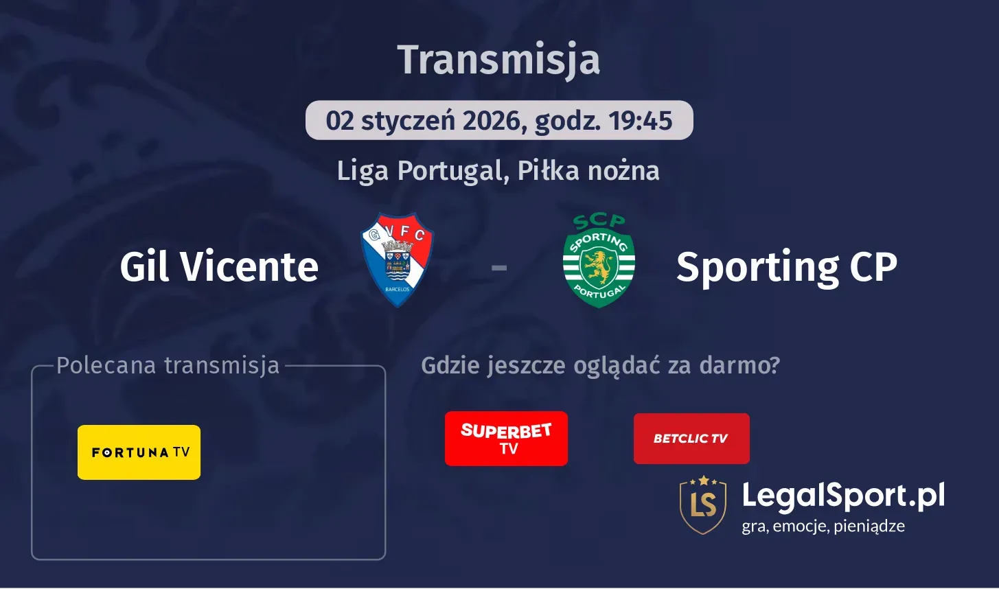 Gil Vicente - Sporting CP Transmisje