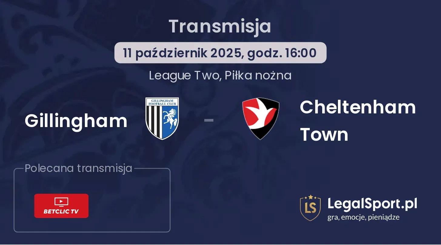Gillingham - Cheltenham Town Transmisje