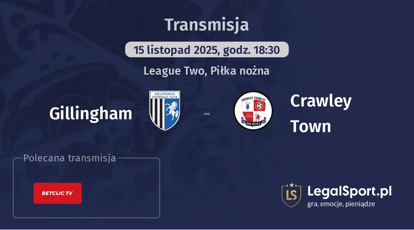 Gillingham - Crawley Town Transmisje