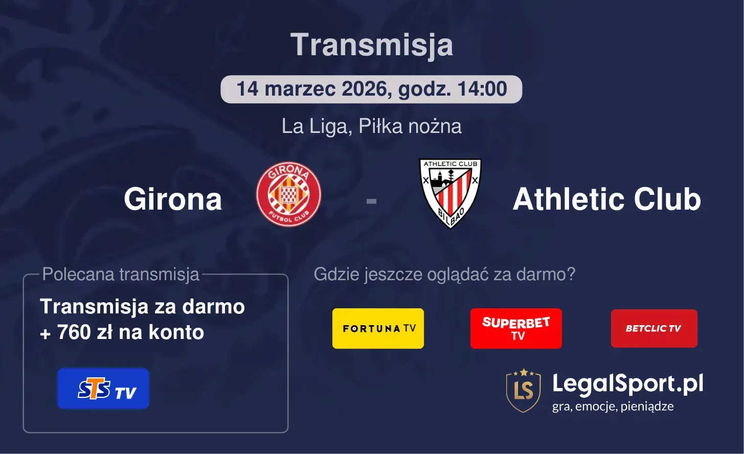 Girona - Athletic Club Transmisje