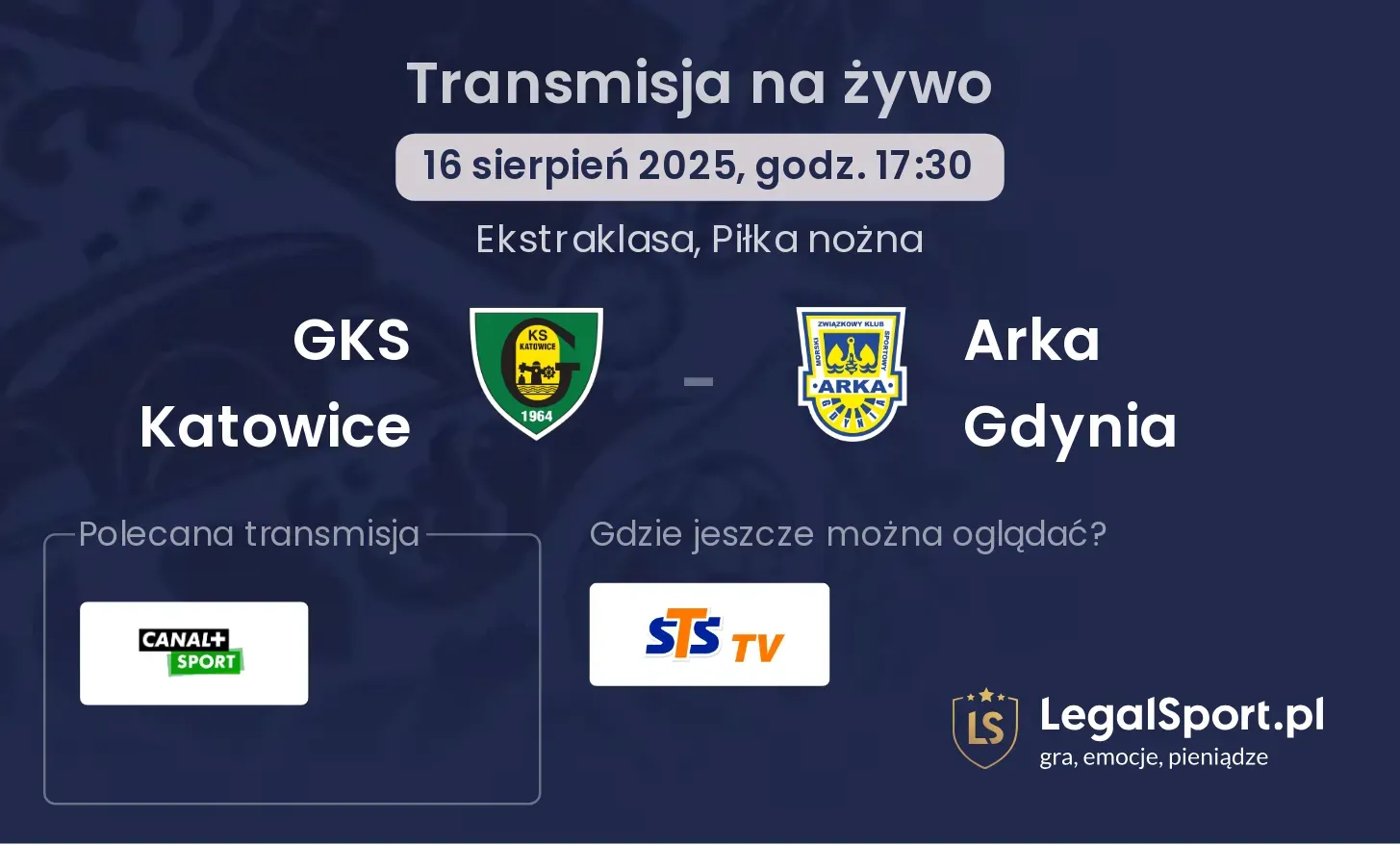 GKS Katowice - Arka Gdynia gdzie oglądać?