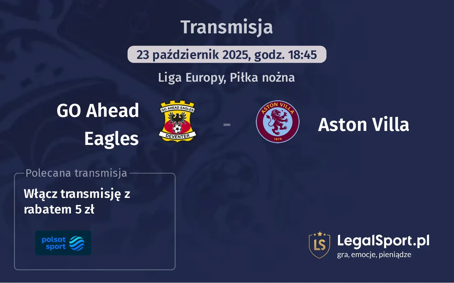 GO Ahead Eagles - Aston Villa Transmisje