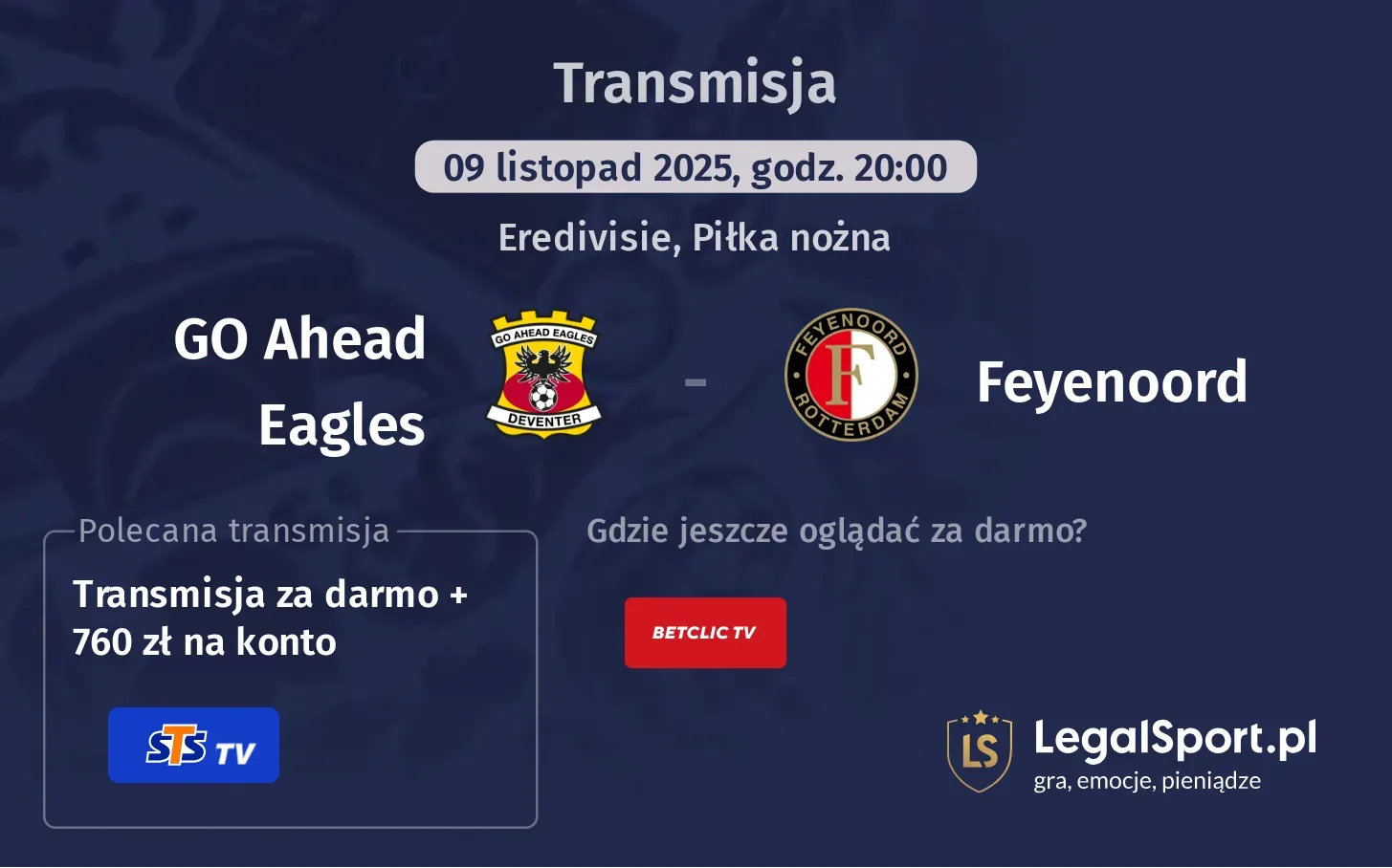 GO Ahead Eagles - Feyenoord Transmisje
