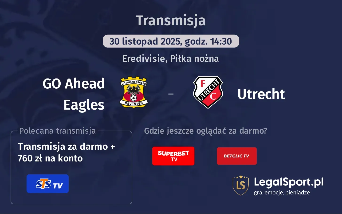 GO Ahead Eagles - Utrecht Transmisje